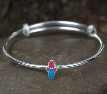 SILVER ROCKET BLUE AND RED ENAMELED KIDS KADA