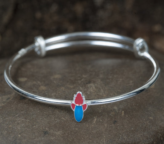 SILVER ROCKET BLUE AND RED ENAMELED KIDS KADA