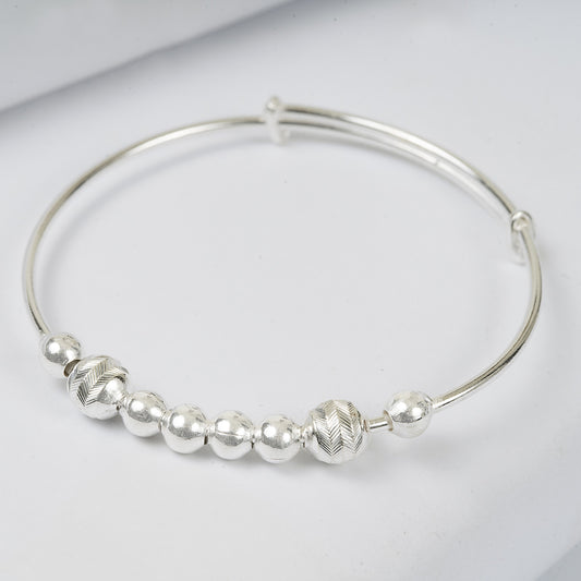 SILVER BABY KADA WITH PLAIN BALLS