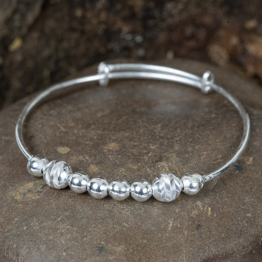 SILVER BABY KADA WITH PLAIN BALLS