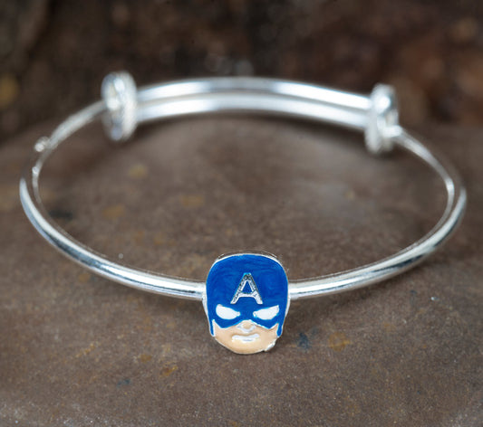 SILVER CAPTAIN AMERICA KIDS KADA WITH BLUE ENAMEL