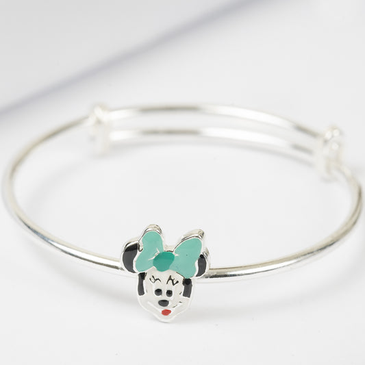 SILVER GREEN ENAMELED MICKEY MOUSE KIDS KADA