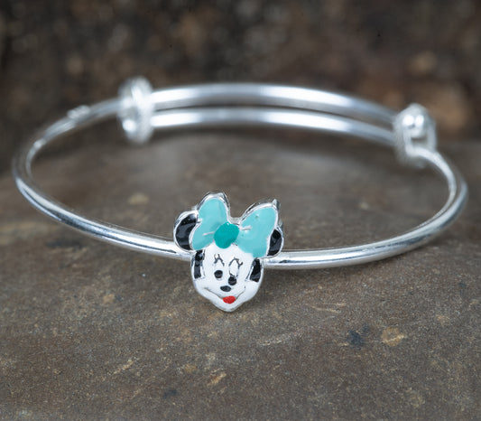 SILVER GREEN ENAMELED MICKEY MOUSE KIDS KADA