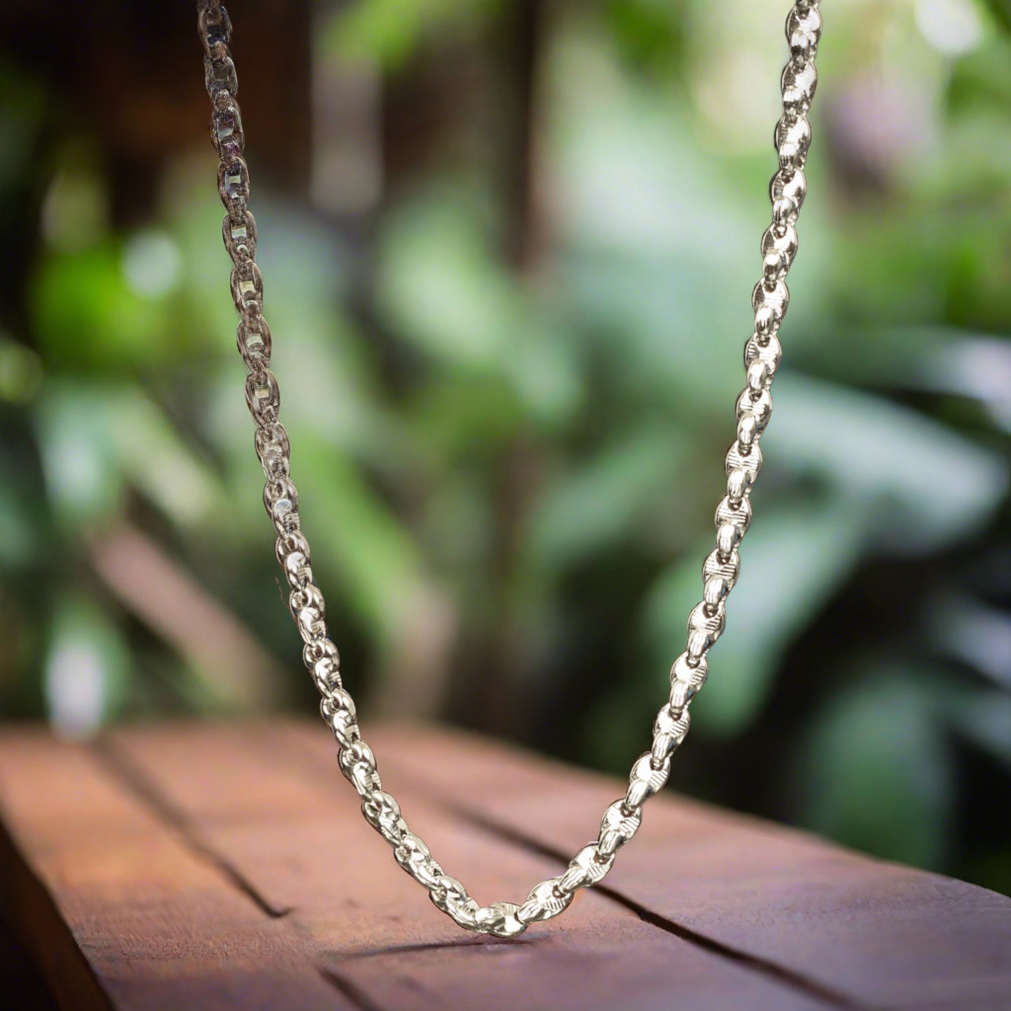 MEN SILVER WALLET PATTERN CHAIN