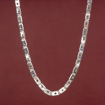 STERLING SILVER HALLMARKED BRICK HEART ITALIAN MEN'S CHAIN