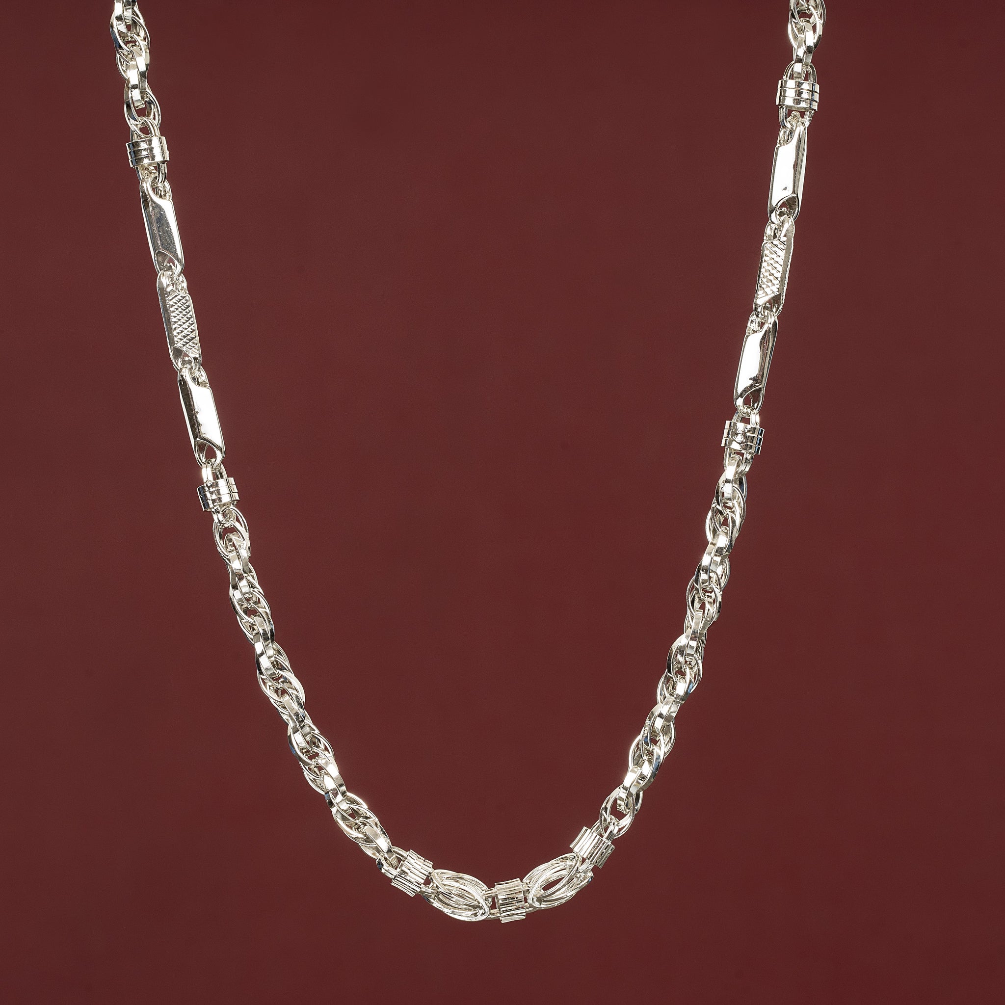 SILVER CUBOIED MEN'S CHAIN