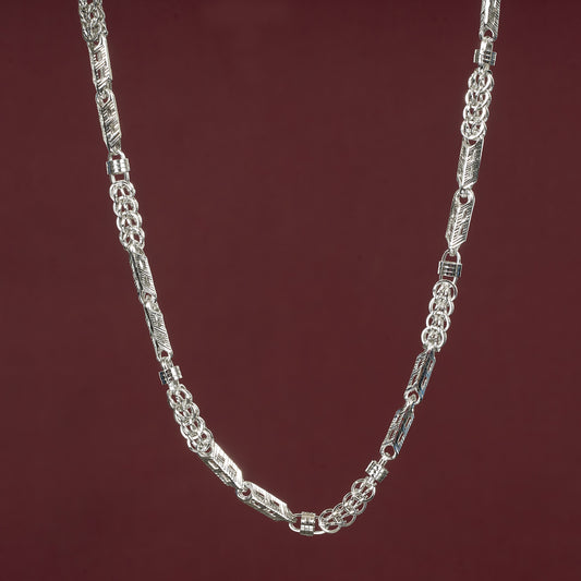 SILVER INDO-ITALIAN FUSION MEN CHAIN