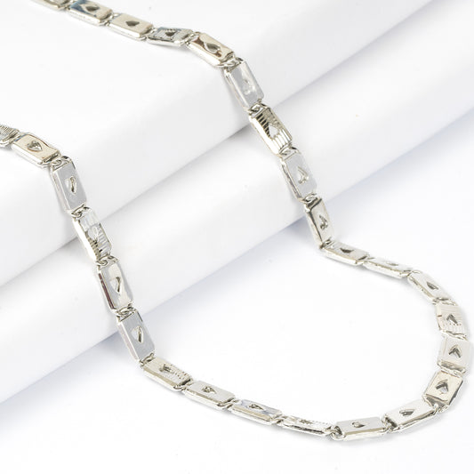 STERLING SILVER HALLMARKED BRICK HEART ITALIAN MEN'S CHAIN