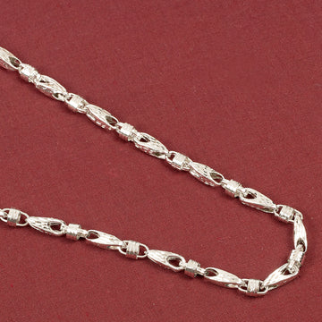 SILVER ELEGANT DESIGNER MEN CHAIN WITH 3D PATTERN