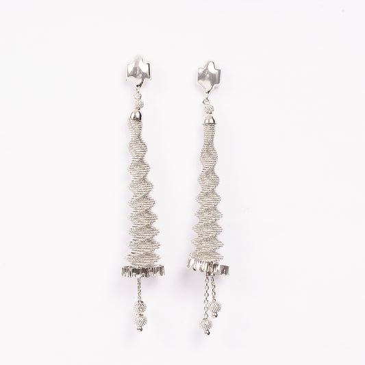 SILVER ELEGANT TWISTED EARRING WITH DROPPLET