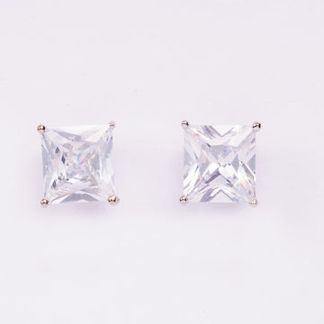 STERLING SILVER PRINCESS CUT 8 CARAT ZIRCON EARRINGS