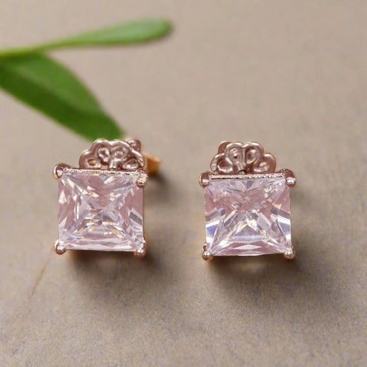 STERLING SILVER PRINCESS CUT 8 CARAT ZIRCON EARRINGS