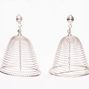 Silver Sparkle Bell Drop Earrings