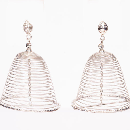 Silver Sparkle Bell Drop Earrings