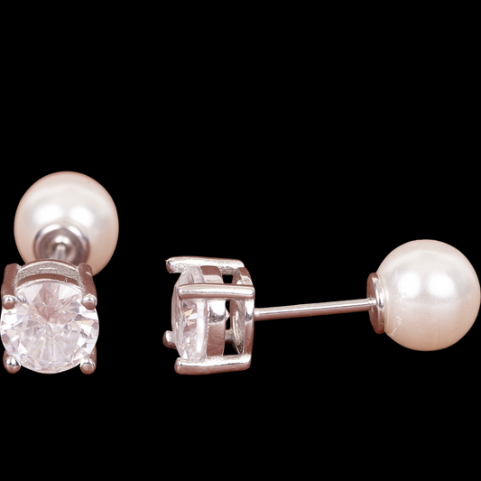 Solitaire & Pearl Dual-Side Studs
