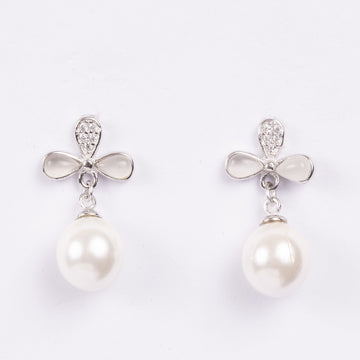 Starry Pearl Droplet Silver Earrings