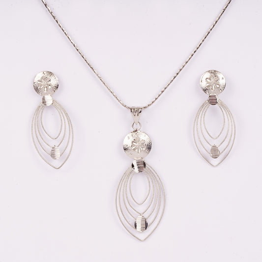 STERLING SILVER STRIPED TEARDROP PANDENT SET