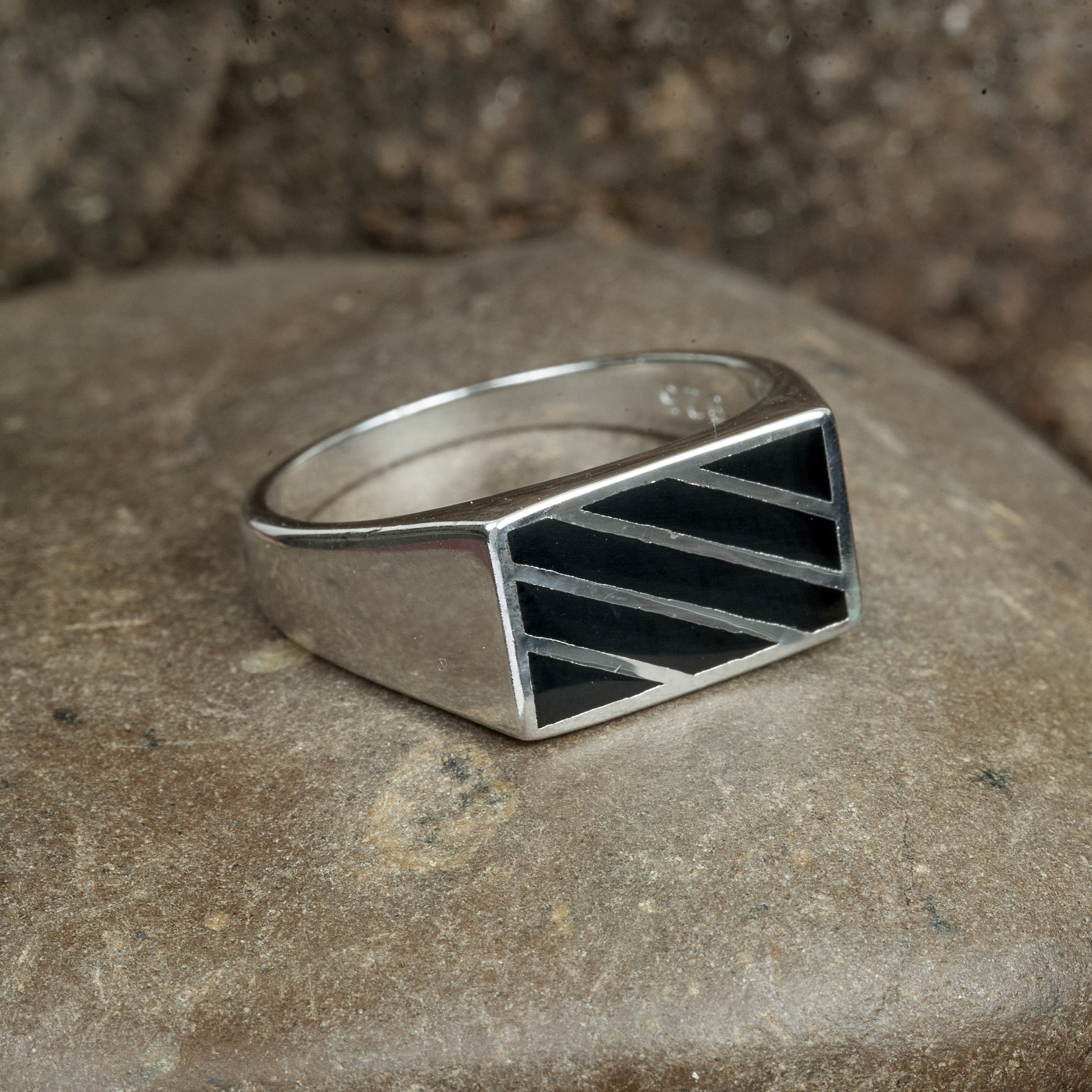 Vintage popular sterling silver men's ring