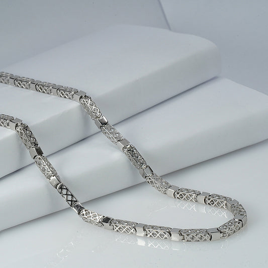 silver italian finish chain with cnc cutted links for him