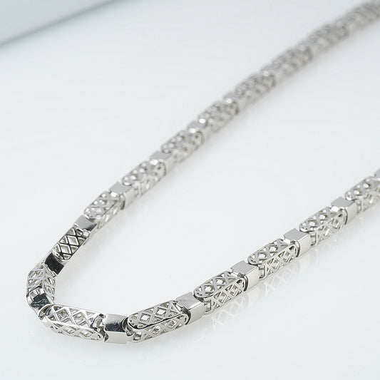 silver italian finish chain with cnc cutted links for him