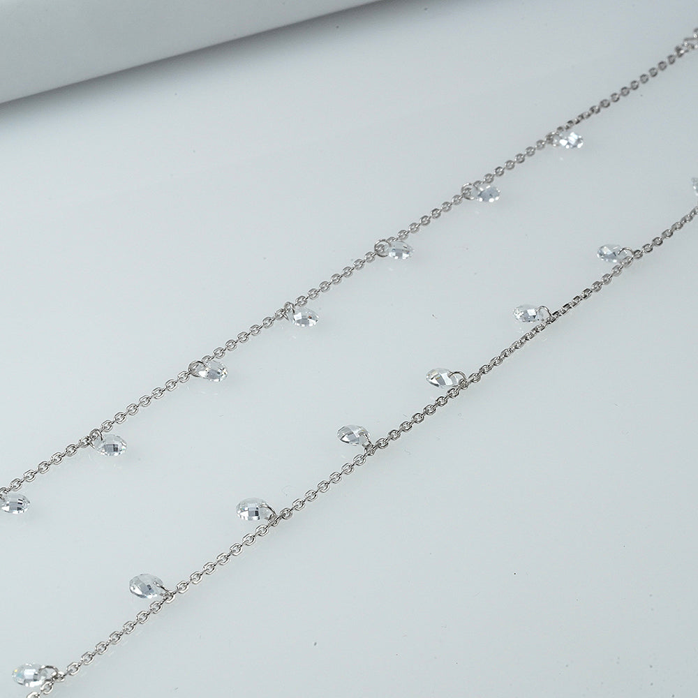 SILVER ELEGANT SPARKLING DROP ANKLET