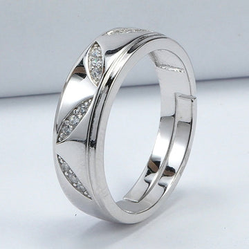 STERLING SILVER HALLMARKED RING FOR HIM WITH ZIG ZAG STUDDED ZIRCONS