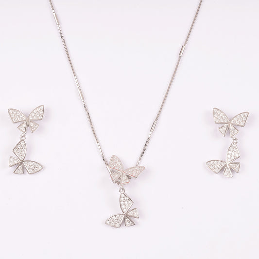 STERLING SILVER LINK BUTTERFLIES CHAIN PANDENT SET