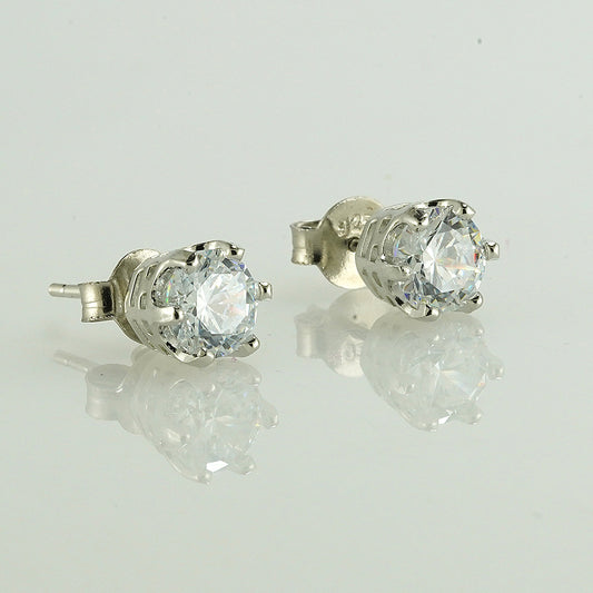 silver smart solitare stud earrings