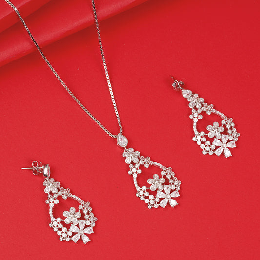 STERLING SILVER FLORAL BEAUTIFUL DESIGNER PANDENT SET