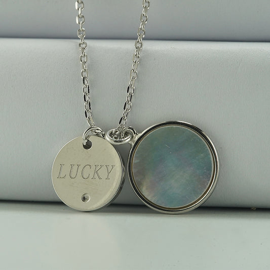 silver lucky and mother of pearl chain set