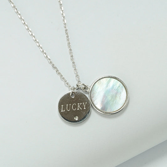 silver lucky and mother of pearl chain set