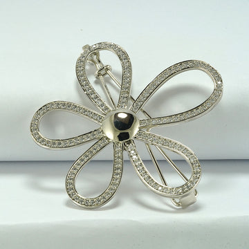 silver flower studded with zircon hair clip