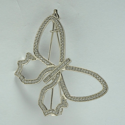 silver butterfly hair clip studded with zircon