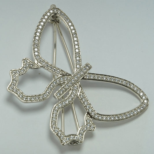 silver butterfly hair clip studded with zircon