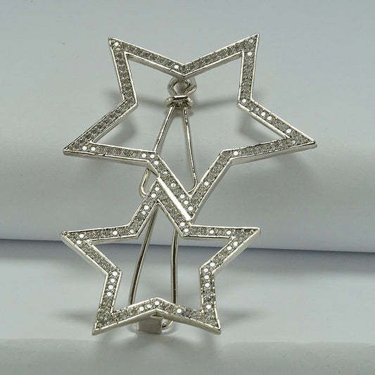 silver stars studded with zircon hair clip