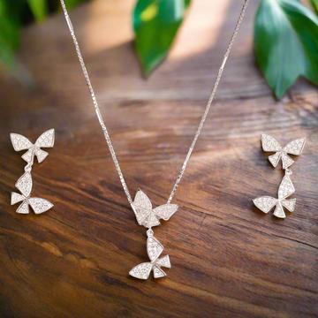 STERLING SILVER LINK BUTTERFLIES CHAIN PANDENT SET