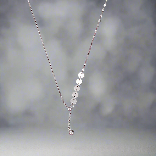 SILVER CHAIN WITH DUAL DESIGN AND PLAIN BALL HANGING PENDENT