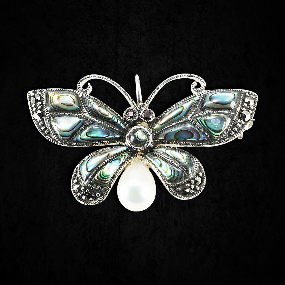 Sterling silver butterfly angel brooch on sale with turquoise pin RO5674