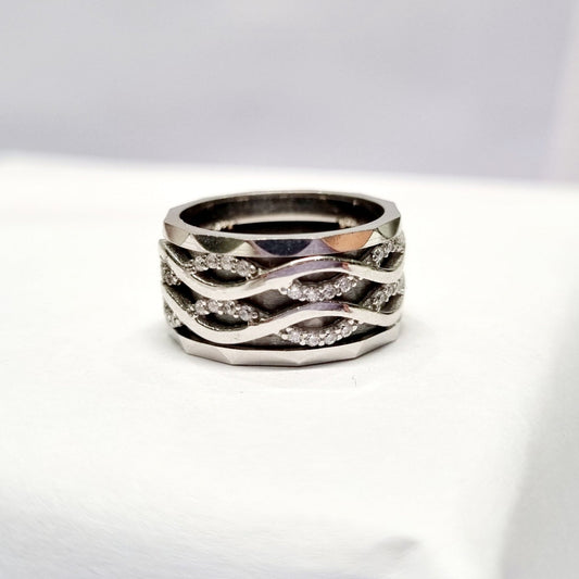 Sterling silver infinity zirconia band ring